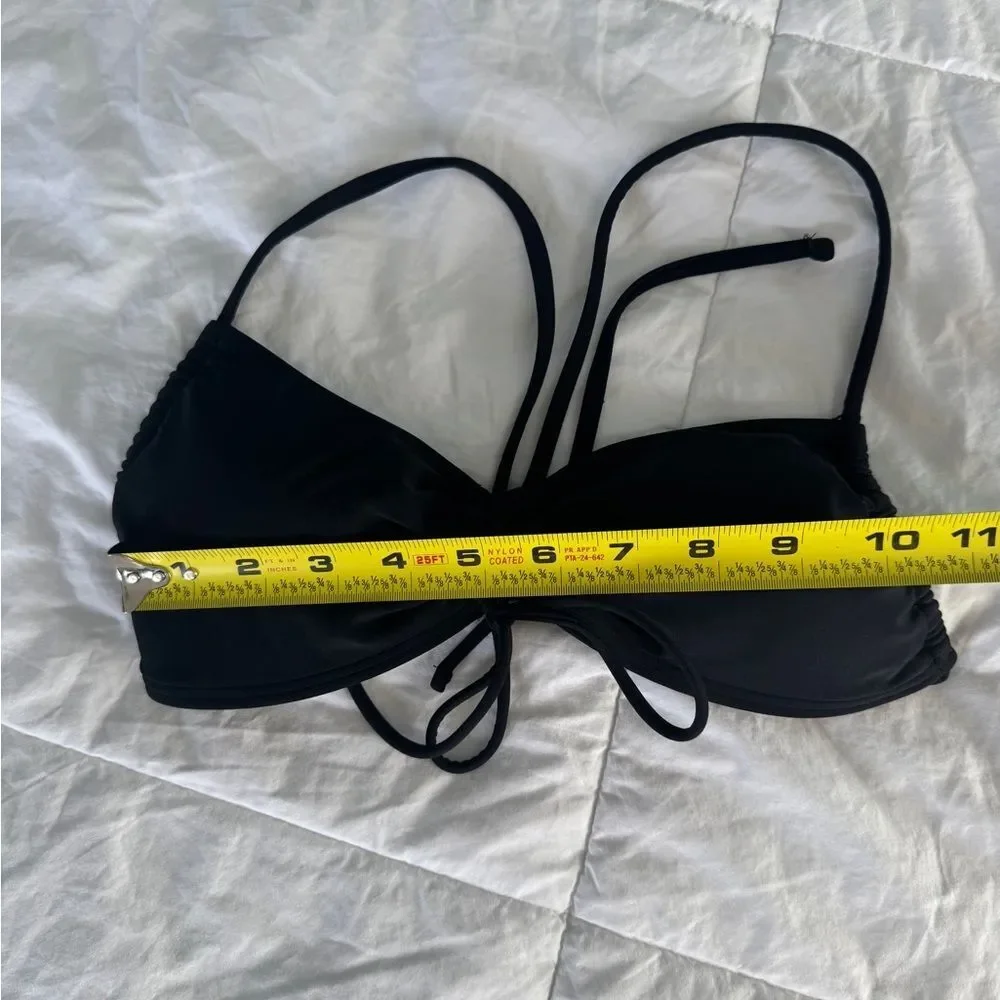 Hollister Cinched Black Bikini Top XS Tie Back Adjustable Straps Ruched Swim